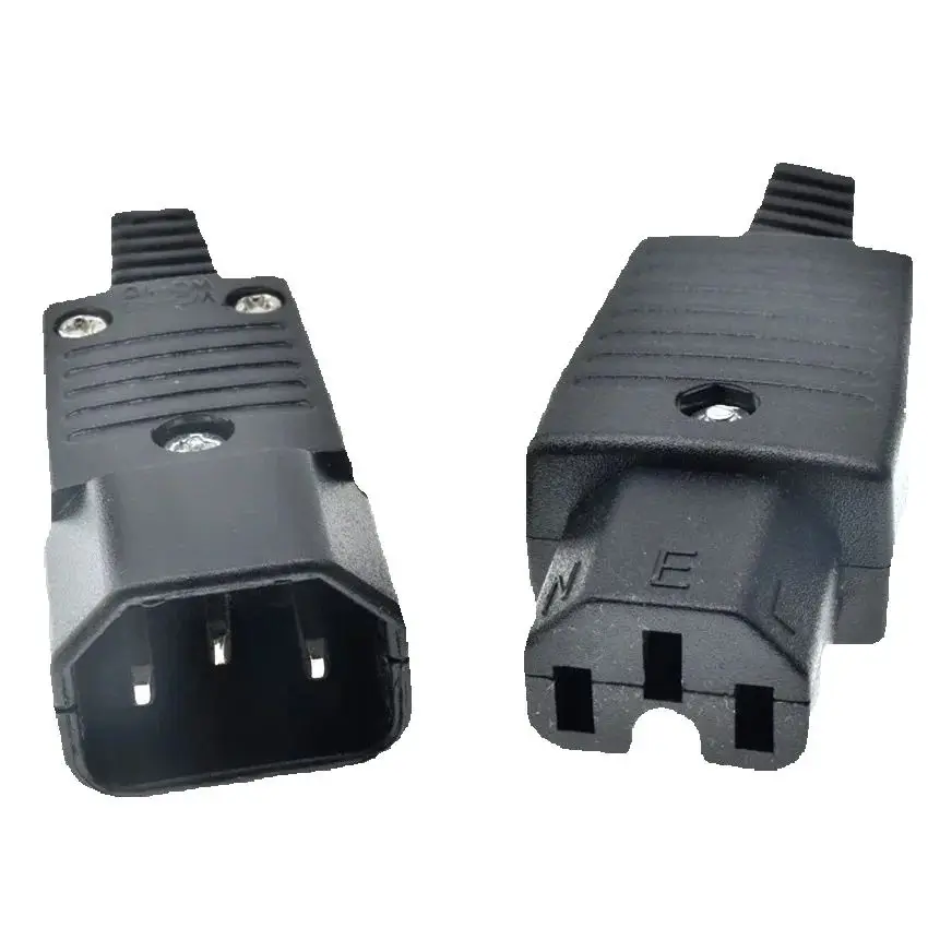 1개 블랙 IEC320 C14 C15 UPS PDU 커넥터 전원 코드 재배선 가능 케이블 플러그 남성 여성용 AC 전원 소켓 플러그 10A 250V
