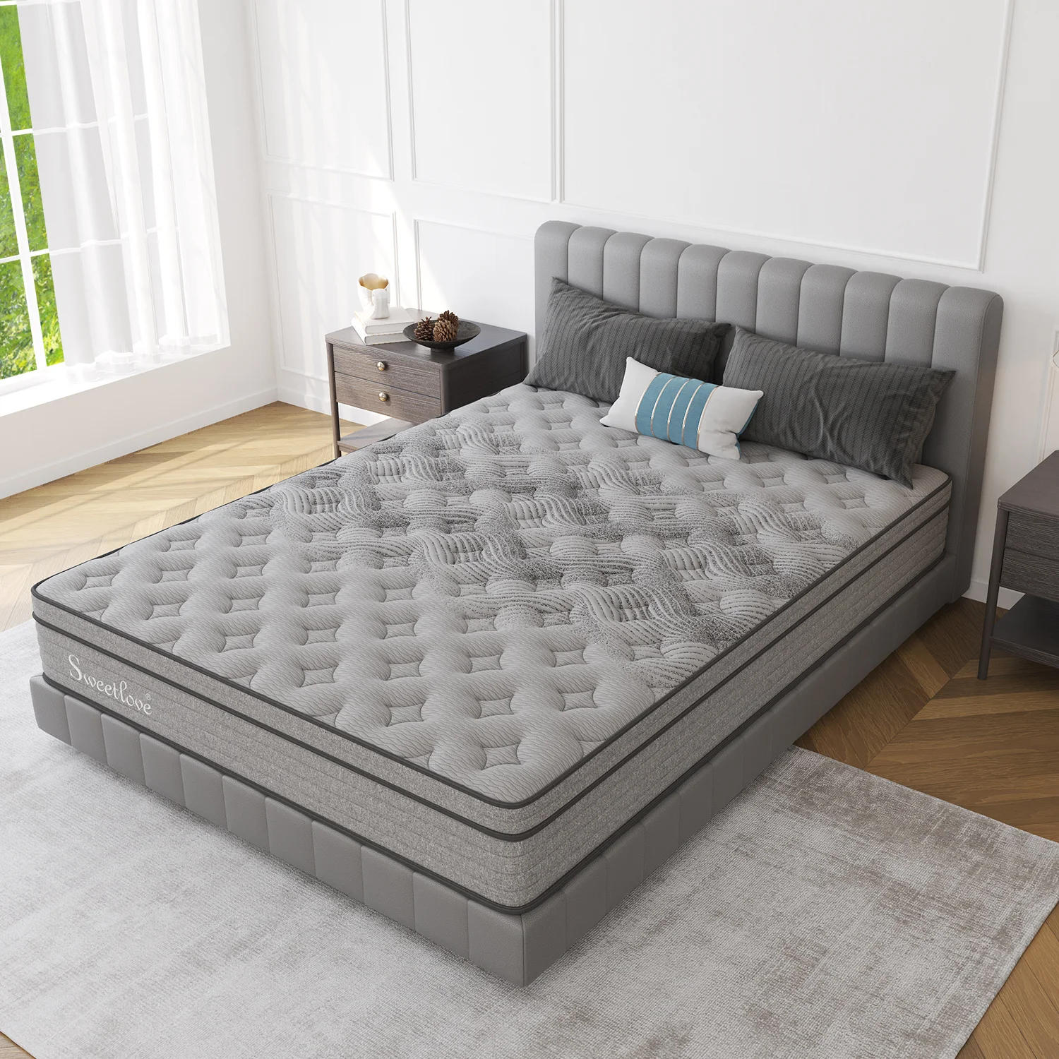 King single Size Bed Mattress Orthopedic Memory Foam Euro Top - 1