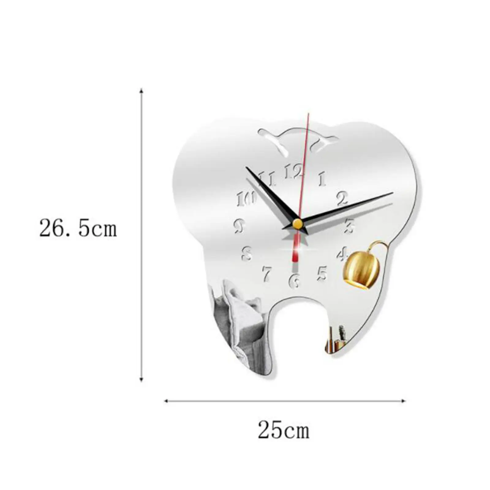 Acrylic Wall Clocks Clock Battery Operated Silent Shaped Mirrored Arabic Number for Decor Office Classroom Kitchen