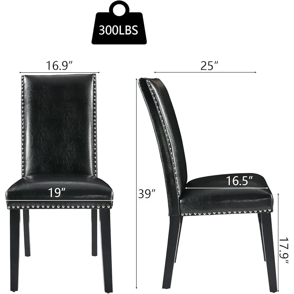 Set of 4 Upholstered Dining Chairs Faux Leather Kitchen Side Chairs with Nail-Head Trim Ergonomic Design Living Room Bedroom 4
