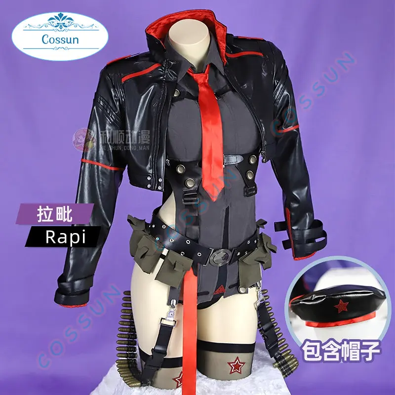 

Game NIKKE Rapi Cosplay Costume Leather Jacket Coat Lining Uniform Role Play Clothing Women New Anime