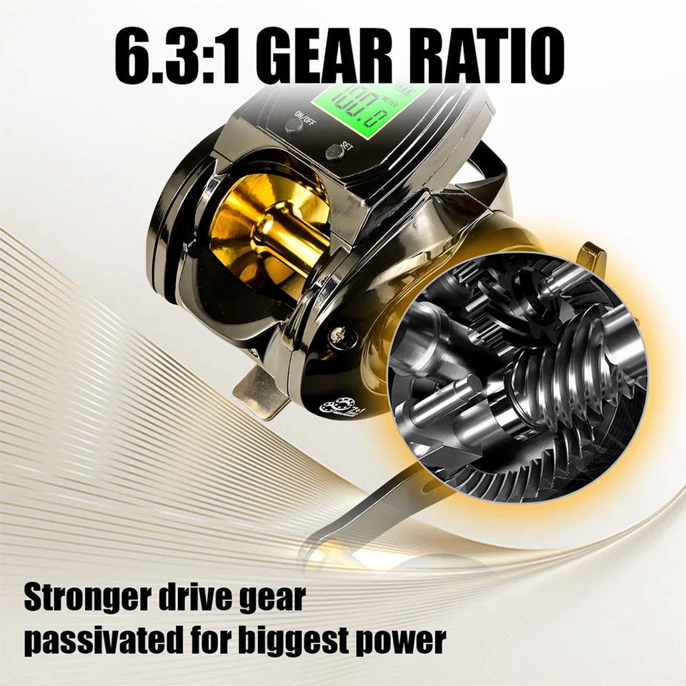 Digital Display Baitcasting Wheel 16 1 Ball Bearing Left/Right Hand Fishing Reels Electronic Line Counter 6.3:1 Sea Casting Reel