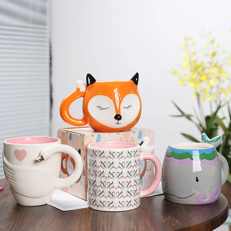 Creative-Animal-Ceramic-Mug-Fox-3D-Cartoon-Coffee-Mugs-with-Handle ...