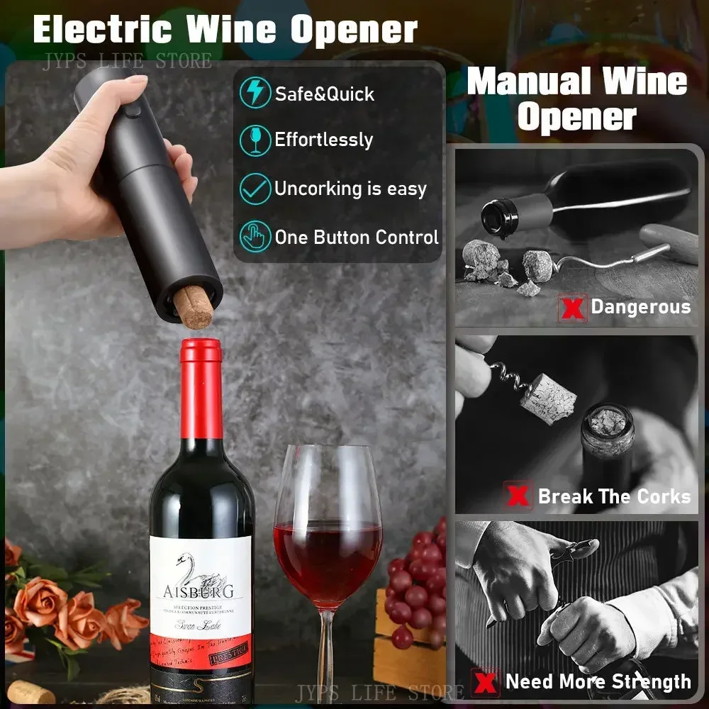 Automatic Electric Wine Bottle Opener Battery Powered Corkscrew Portable Bottle Opener for Kitchen Wine Lovers Christmas Gifts