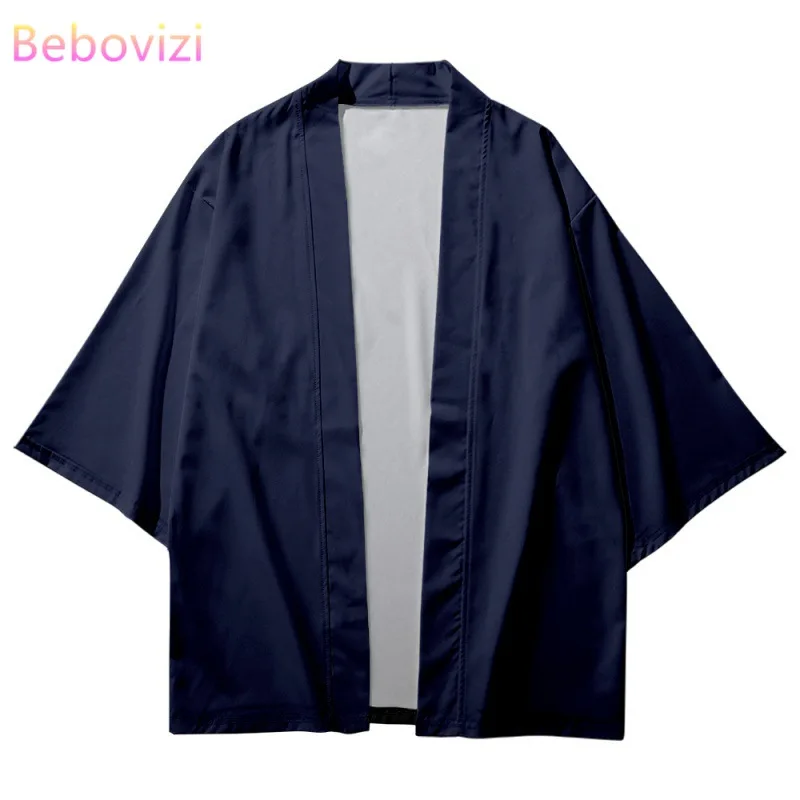 

Japanese Traditional Solid Color Kimono Cosplay Samurai Haori Obi Women Men Cardigan Beach Yukata Asian Vintage Clothing