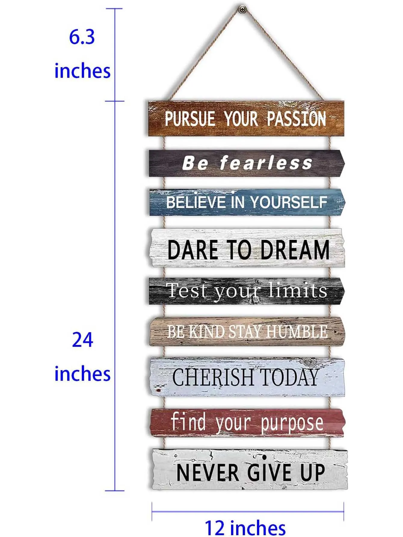 Motivational Wall Art Decor with Positive Quotes, Inspirational Wall Art Room Decor for Teen Girls Women, Rustic Hanging Pl