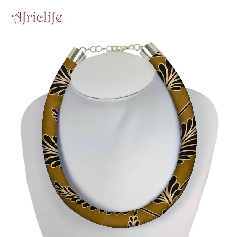

Factory Supply African Print Rope Necklace Choker Dashiki Ankara Wax Cotton Resin Beads Jewelry for Women Gift SP065