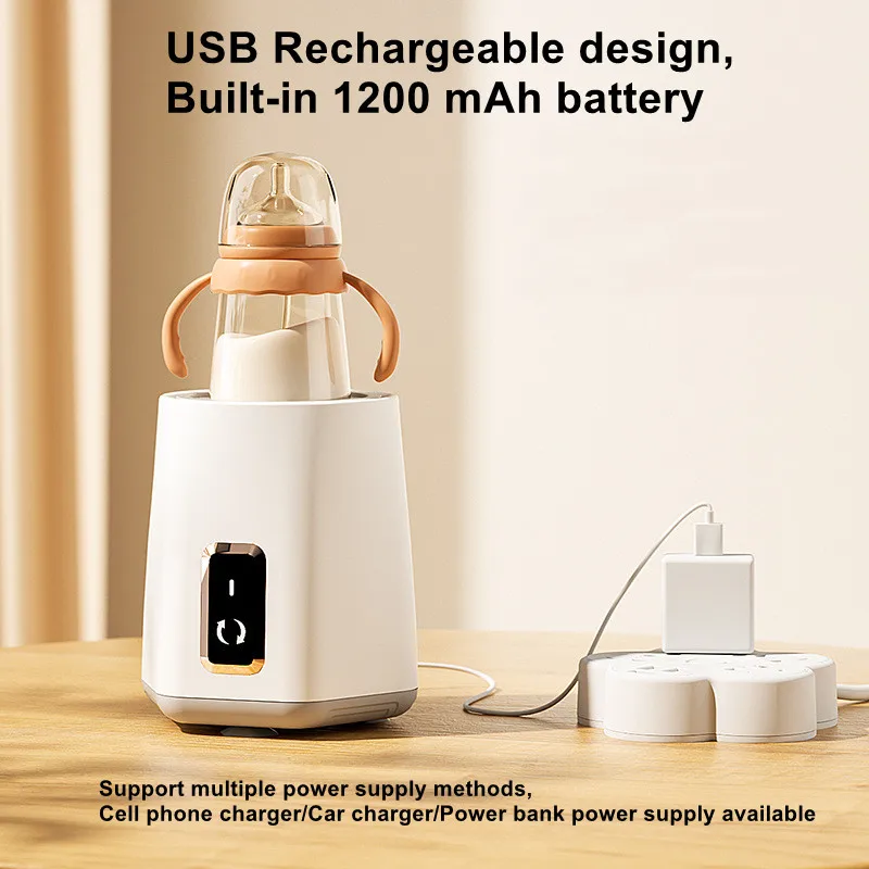 Mélangeur de lait en poudre intelligent rechargeable par USB pour bébé avec veilleuse douce et mélangeur à lait réglable à 3 niveaux pour bébé_voghion.com