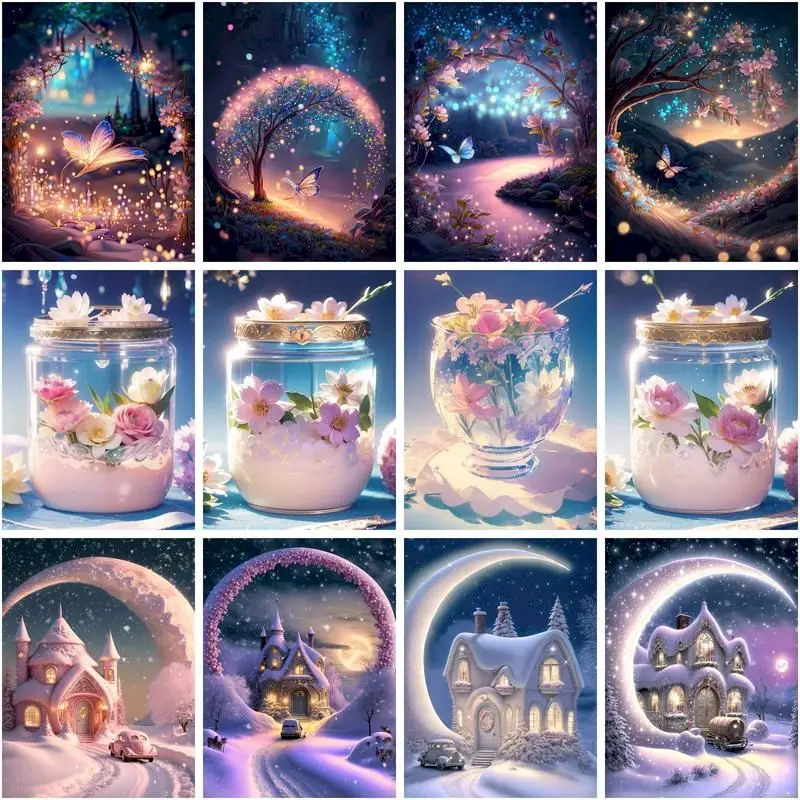 

CHENISTORY Picture By Number With Frame Scenery Kits Painting By Number Landcape Modern Drawing On Canvas Gift Home Decor