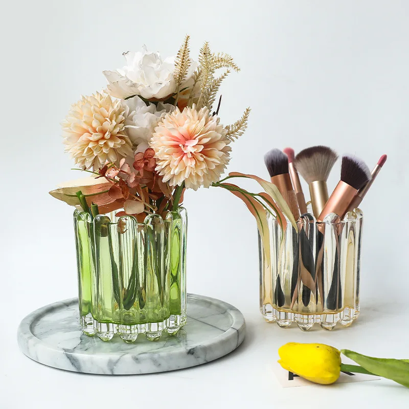 

Простая стеклянная трубка для хранения кистей для макияжа, европейская трубка для хранения карандашей для бровей, стеклянный органайзер для макияжа, прозрачная коробка для хранения ювелирных изделий