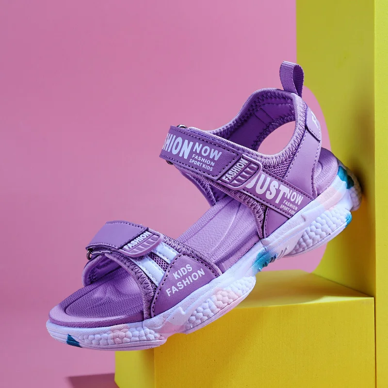 Summer Brand Non-slip Beach Shoes Children Sandals Girls Casual Shoes Kids Flowers Princess Flat Size 29-38 beach shoes children sandals kids shoes kids sandals