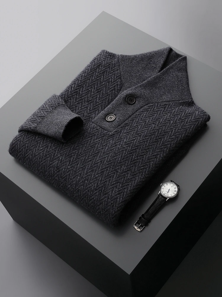 Yoyoselect Men Autumn Winter Sweater 100% Cashmere Luxury Pullover V Neck Thick Warm Casual Smart Jumpers Quality Knitwear Tops 6