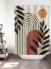 1pc Modern Style Geometric Printing Polyester Fabric Shower Curtain, Waterproof And Mold Resistant Bathroom Partition Curtain 4