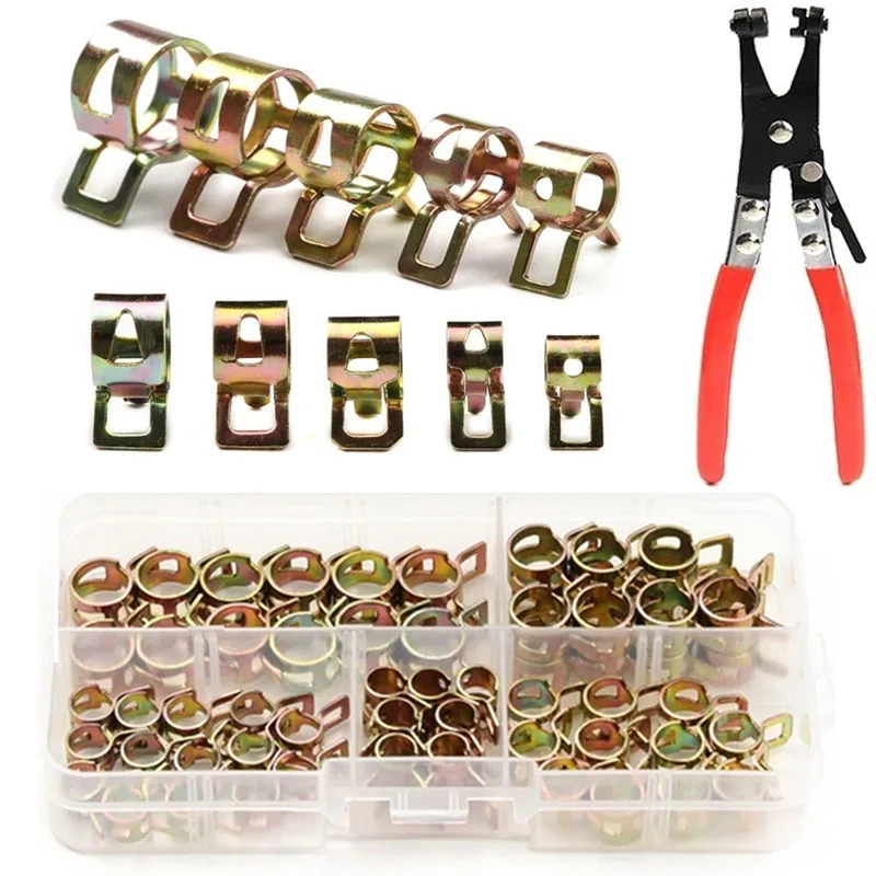 75 PCS Zinc Plated 6-10mm Spring Hose Clamps + 1PC Straight Throat Tube Clamp for Band Clamp Metal Fastener Assortment Kit 75 PCS Zinc Plated 6-10mm Spring Hose Clamps + 1PC Straight Throat Tube Clamp for Band Clamp Metal Fastener Assortment Kit