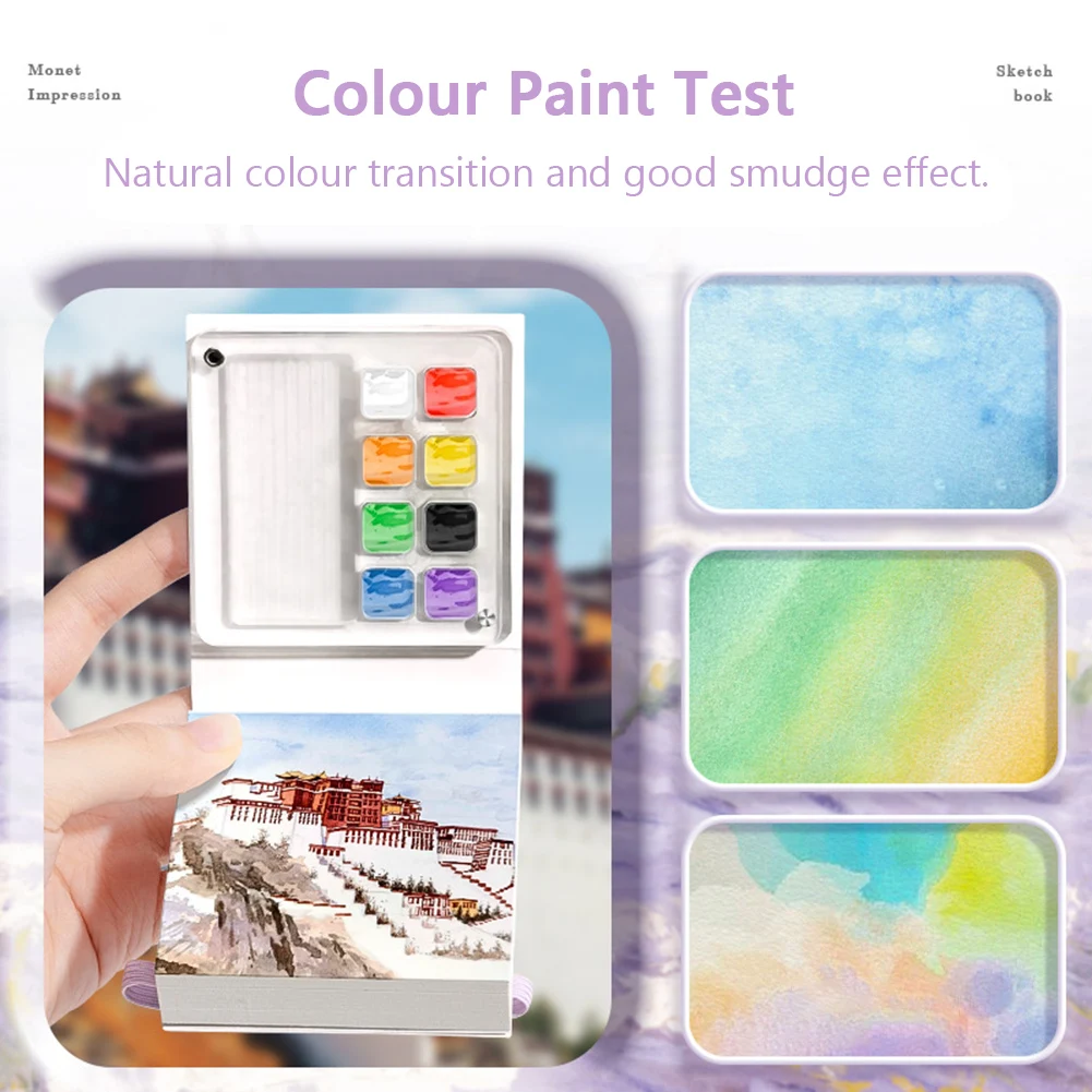 Portable Travel Paint Palette Mini Watercolor Palette Set with Clip Portable Watercolor Set Wooden Grid Paint Box Gift for Kids portable watercolor set