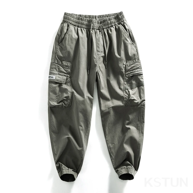 Men Cargo Pants Elastic Waist Loose Jogger Male Casual Harem Pants Sweatpants Tapered Sports