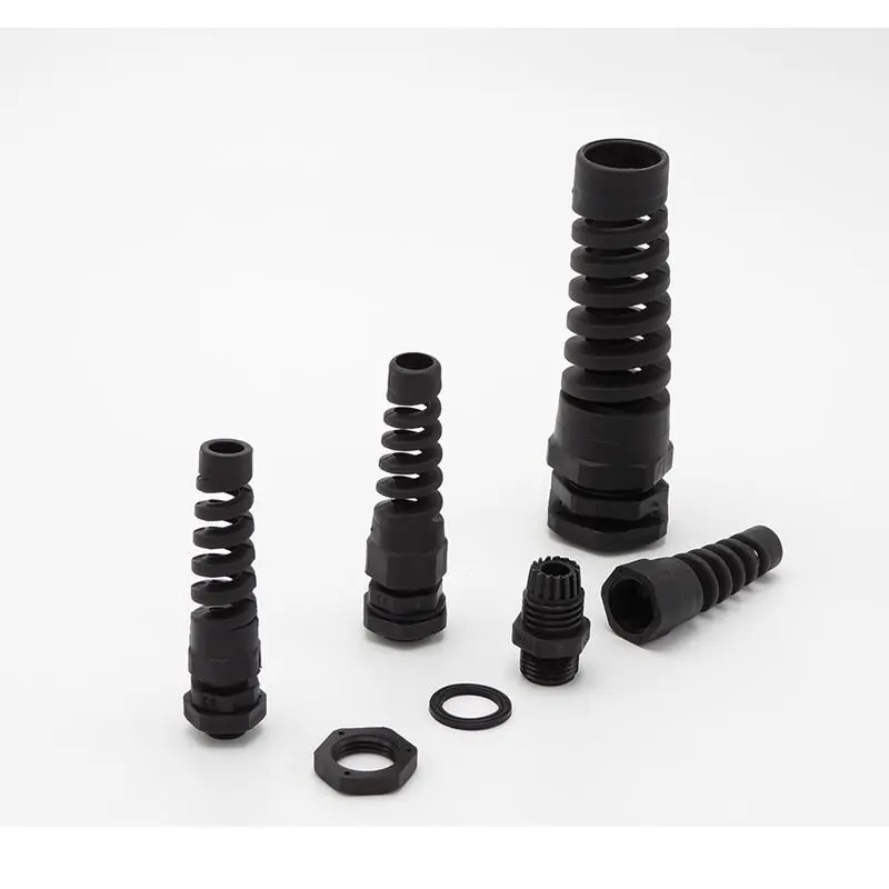 PG7 M12/PG9 M16/PG11 Cable Gland Connector Plastic Flex Spiral Strain Relief Protector For Wire Thread 3-6mm anti-bending