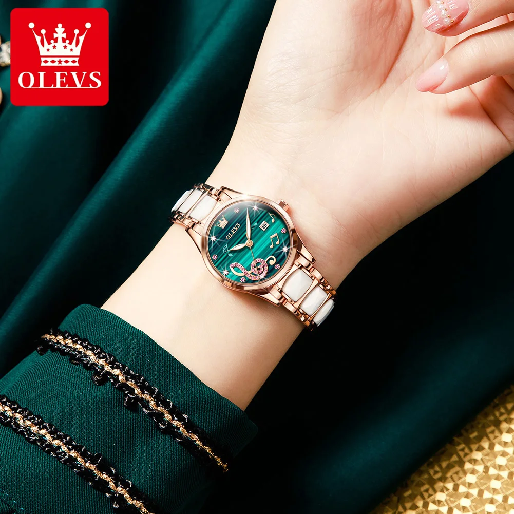 OLEVS Luxury Watch For Woman High Quality Diamond Ladies Quartz Watch Waterproof Date Stainless Steel Women Watches reloj+box