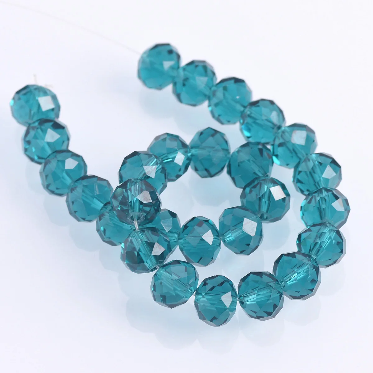 Perline sfaccettate in vetro cristallo blu pavone da 3mm, 4mm, 6mm, 8mm, 10mm, 12mm, 14mm, 16mm, 18mm, a forma di rondella, per creazione gioielli fai da te  36