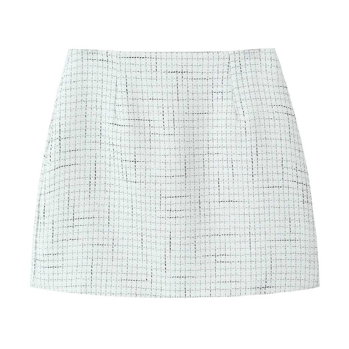 French Style Retro V collar Plaid Woven Tweed Blazer + High Waist Mini Short Skirts Suits 2 pieces 1 Set Black White