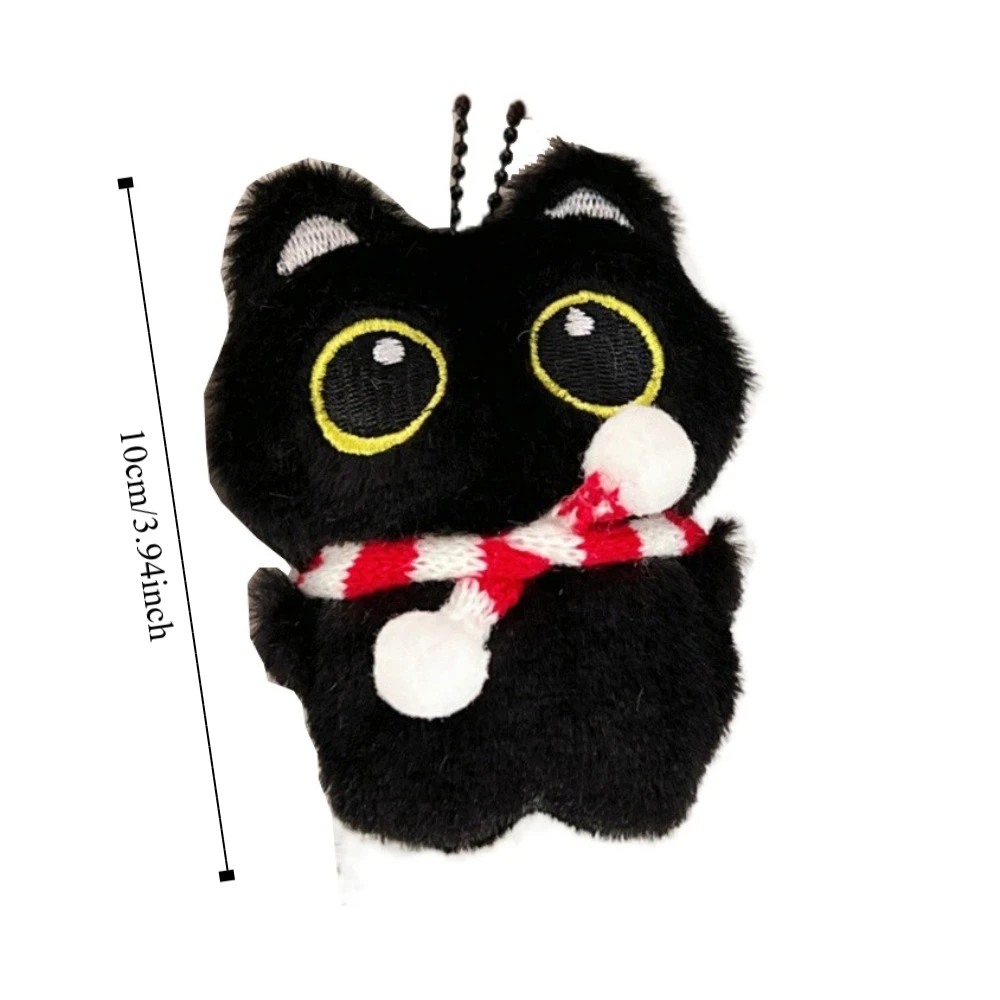 Lovely Soft Squeak Scarf Black Cat Pendant Chirping Plush Stuffed Squeeze Plush Keychain Cartoon Toys Plush Stuffed Toys Kids