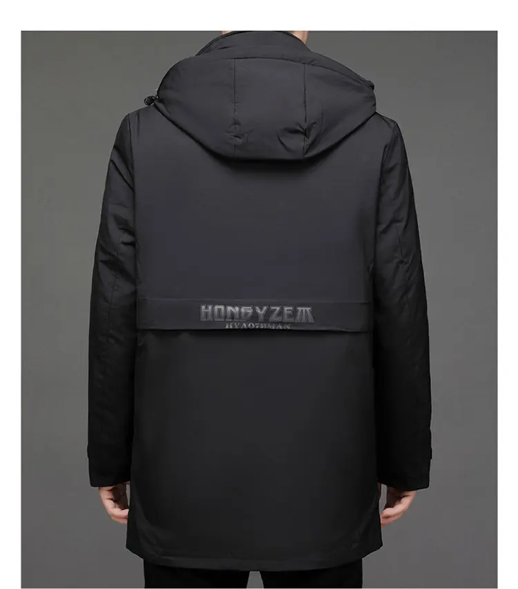 Abnehmbares Innenfutter und Hut, mit Baumwolle gefütterte Jacken, 2025, Winter-Herren-Business-Casual-Daunenmantel mit Kapuze, winddicht, verdickte Parkas für den Außenbereich – Detail 14