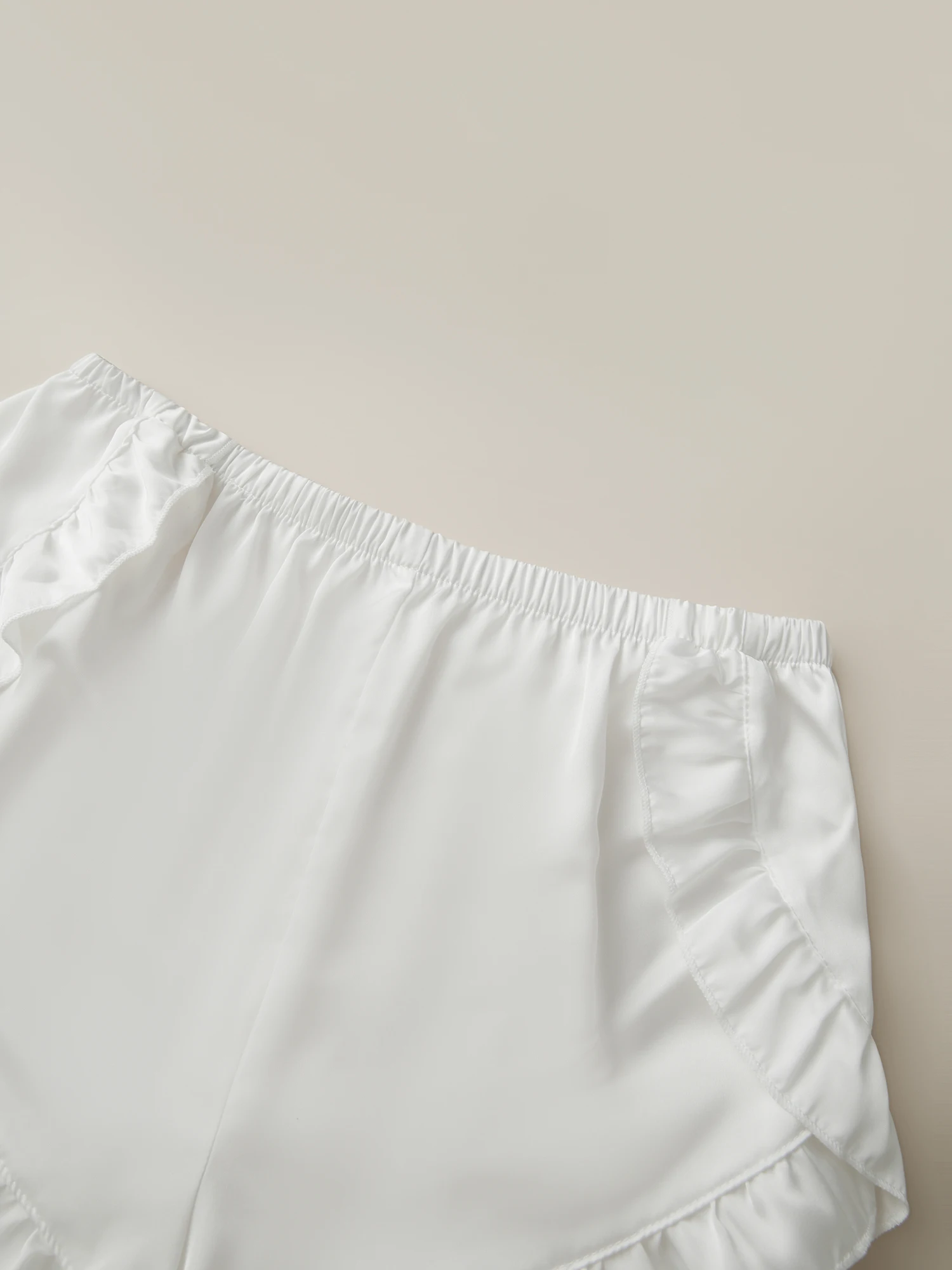 Women s Pajama Set Sleeveless Lace Trimmed Camisole with Matching Ruffled Shorts for Sleepwear and Loungewear