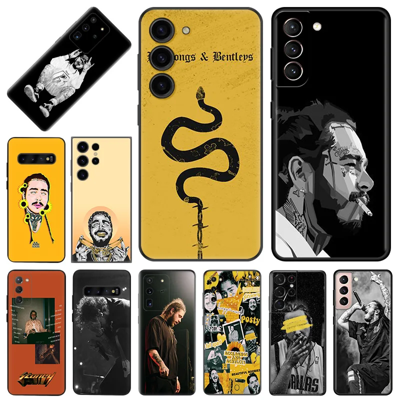 Мягкие чехлы для телефонов Samsung S24 Ultra S22 S21 S20 S10 Plus S23 FE Malone Beerbongs Galaxy Note20, силиконовый черный матовый чехол