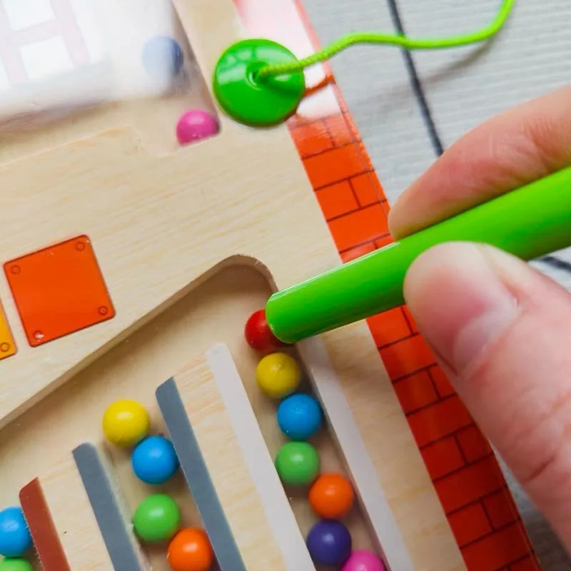 Wooden Magnetic Color and Number Maze Learning Education Toys Color Matching Montessori Toys Wooden Toys for Children Gifts