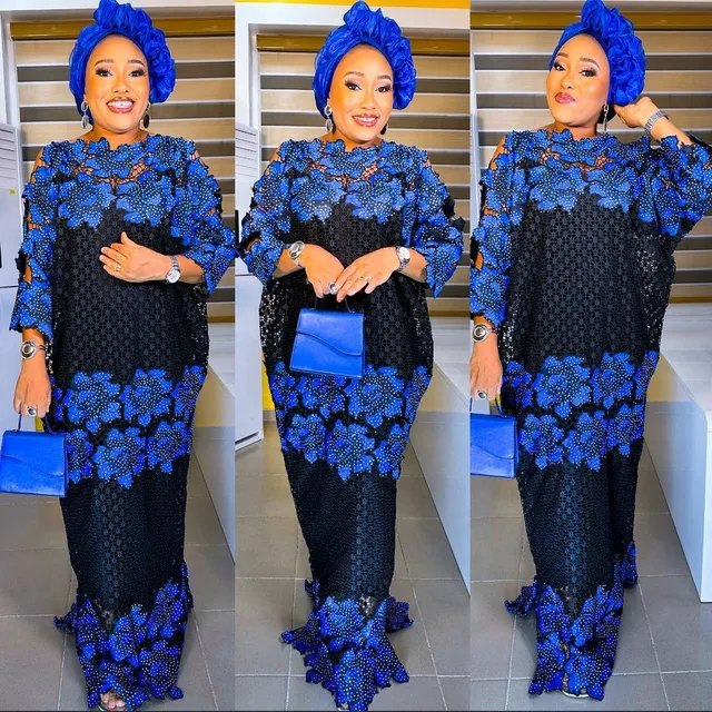 Bisiola Dashiki Lace Boubou Maxi Dress - Image 2