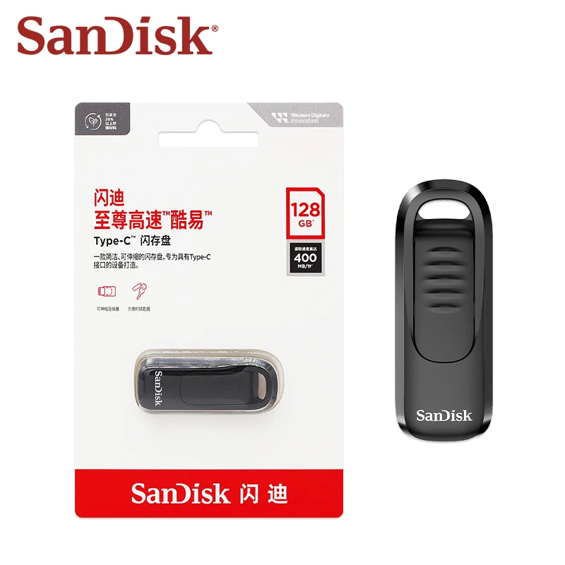 

SanDisk Ultra Slider USB 3.2 Type-C Flash Drive 64GB 128GB 256G Max 400Mb/s High Speed Pen Drive for Type-C Devices Flash U Disk