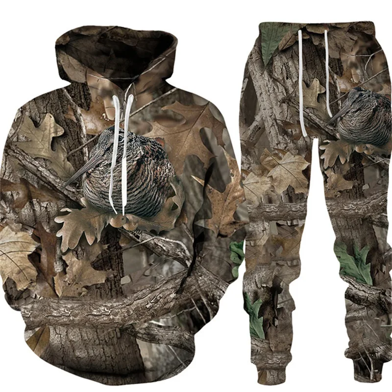 New Camouflage Wild Boar Hunting Men's hoodies Pants Suit 3D Printed Men Women Tracksuit Outfits Casual Men's Clothing 2pcs Sets