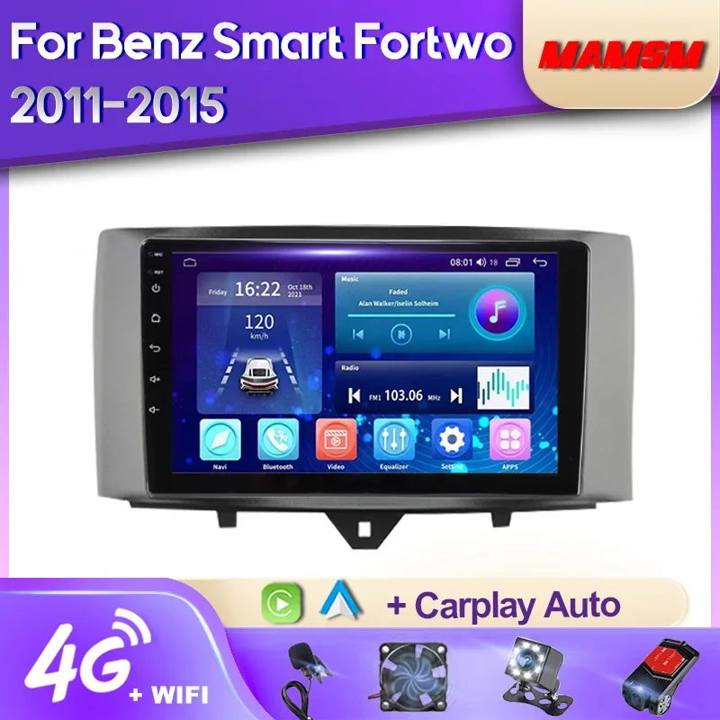 

MAMSM Android 12 Car Radio For Mercedes Benz Smart Fortwo 2011-2015 Multimedia Video Player Navigation GPS Carplay Autoradio DSP