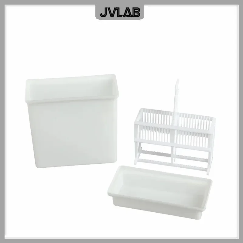 Staining Tray Plastic Slide Staining Tank Set Up To 24 Microscope Slides Antigen Retrieval Box PP Dyeing Tank & Rack