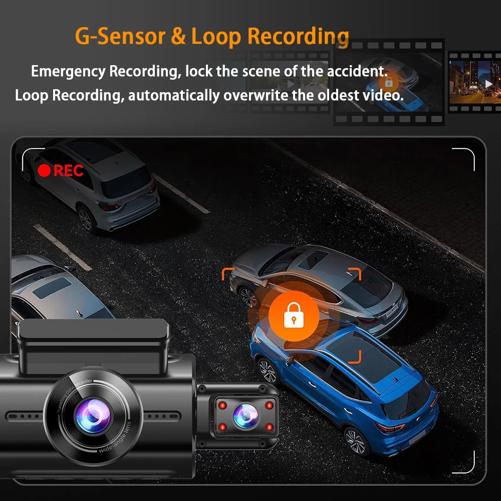 4-Kanal 360-Grad-Dashcam für Autos, WIFI-App, Auto-DVR, FHD 1920*1080P, 4 Kameralinsen, Videorekorder, Rückfahrkamera – Detail 7