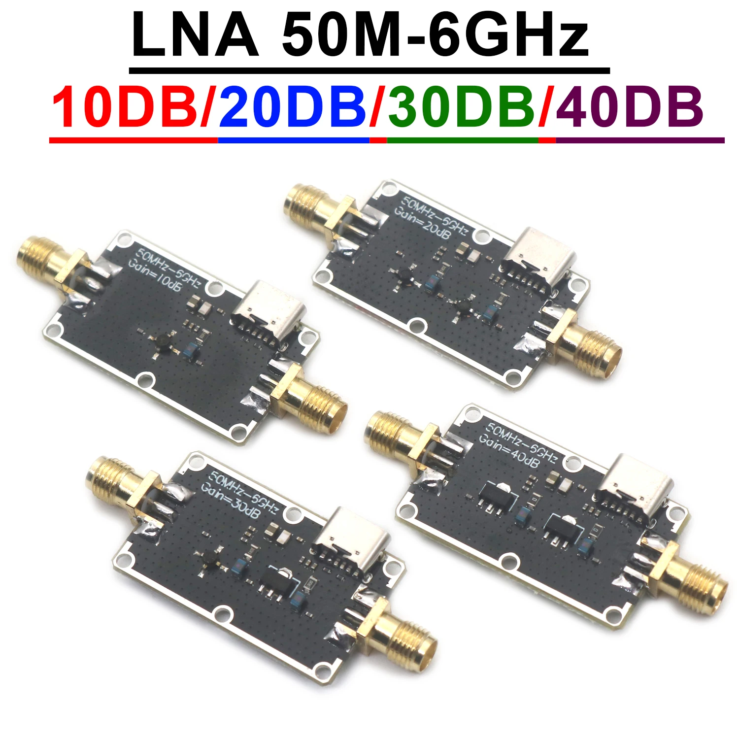 LNA High Flatness Amplifier 10DB 20DB 30DB 40DB 50M-6GHz RF Drive Signal Receiver System Software Radio FM UAV Drone Receiving rf amplifier