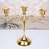 Silver Gold Black Bronze Metal Candlestick Holder Retro 3-Arm Dinner Wedding Home Decor 4
