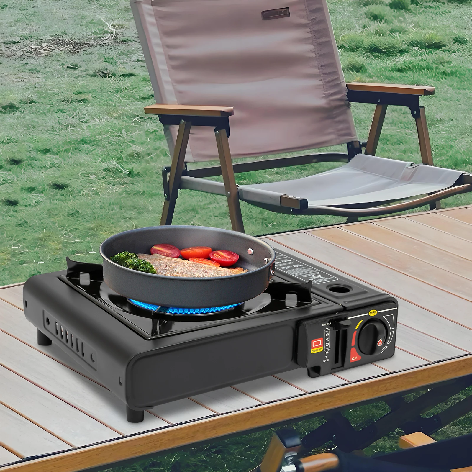 Outdoor-Grill, rechteckiger Holzkohlegrill mit Box für Camping, Hinterhof, Familienessen, Geschäftsveranstaltungen, Partys – Detail 3