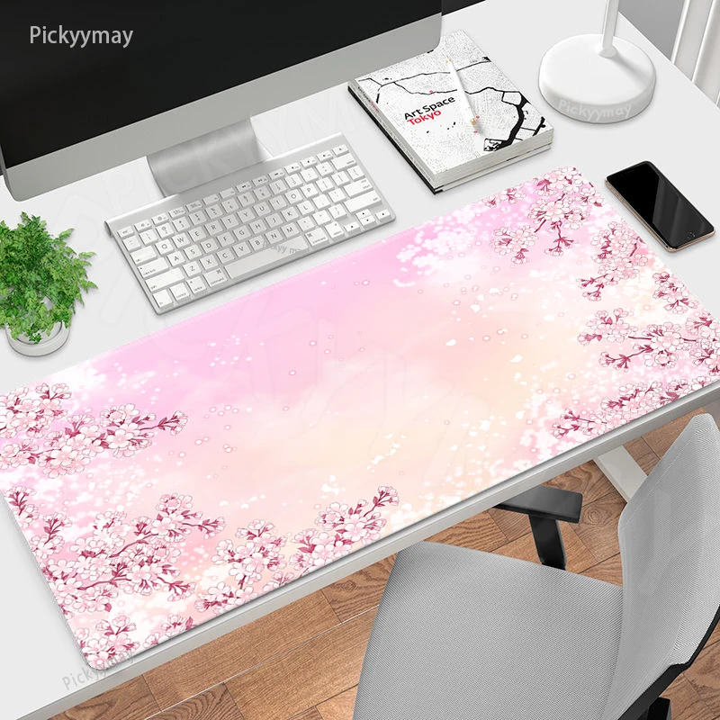 Office Mouse Pads Pink Sakura Gaming Mousepads Cherry Blossom Large Mousepad Gamer Rubber Mat Company Desk Pad For Gift_voghion.com
