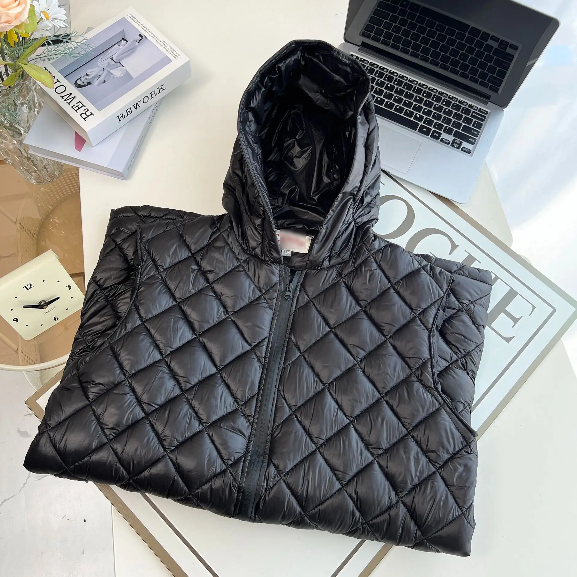 XXXXXL Fashion Plus Size Women's Parkas 2025 Autumn/Winter New Warm Mid Length Hooded Padded Vest Sleeveless Waistcoat 6878