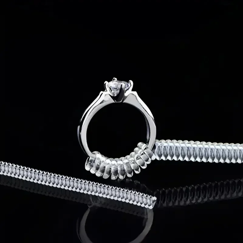 12-Piece Invisible Spiral Ring Size Reducer Set - Transparent Jewelry Tightening Guard