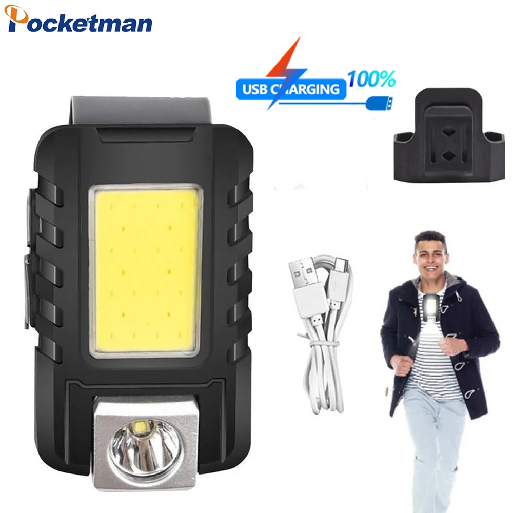 Mini LED Flashlight USB Rechargeable Magnetic Running Chest Light Work Light Clip-on Night Emergency led flashlight led lights led work light work light usb night light