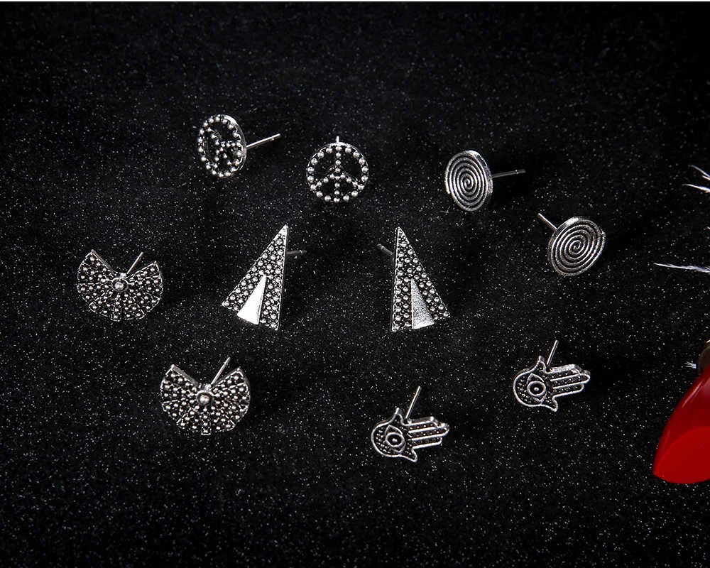 Meyfflin Frauen Kristall Ohrringe für Frauen Boucle D'oreille Schmuck Böhmischen Stud Ohrring Set Grün Tröpfchen Brincos 5 Pairs – Detail 36