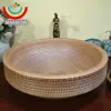 MAEBOW Popular Log Color Engraved Ceramic Semi-Counter Wash Basin Home Decor Renovation Round Restroom Countertop Bathroom Sink 1