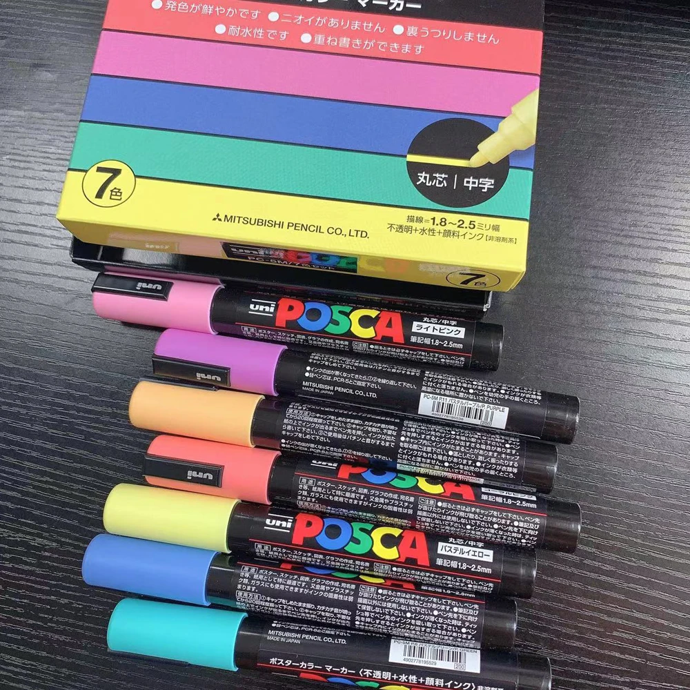 7Color UNI POSCA Markers Pen Set PC-1M PC-3M PC-5M Graffiti Painting Color  Marker Art Supplies Fabric Paint Stationery Supplies - AliExpress