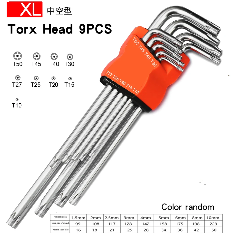 8PCS/9PCS L Type Double-End Screwdriver Hex Wrench Set Allen Key Hexagon Flat Ball Torx Star Head Spanner Key Set Hand Tools 4