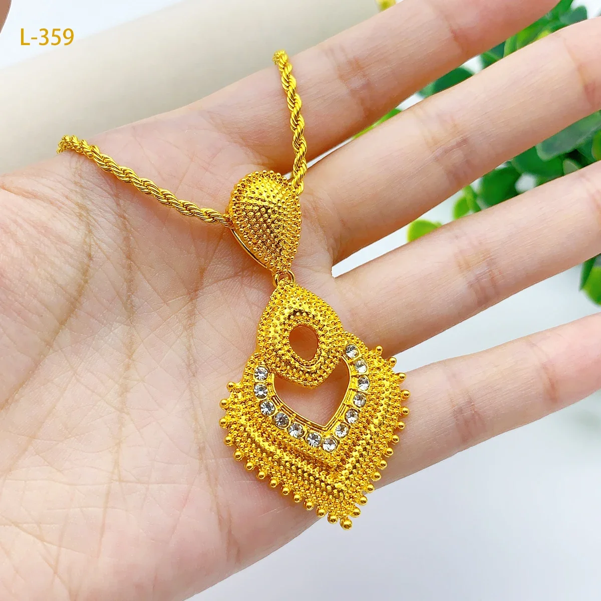 24k Gold Plated Jewelry Sets for Women Costume Nigerian Dubai Bridal Heart-shaped Necklace Earrings Sets Wedding Party Gifts - 5