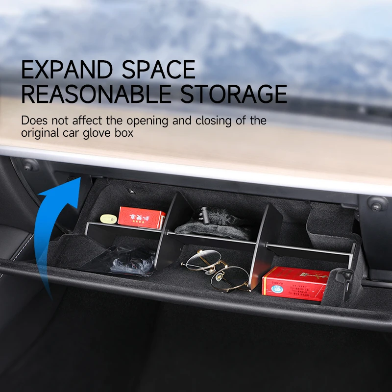 For Tesla  2013-2022 Model 3 Model Y copilot glove box partition car storage storage box interior modification
