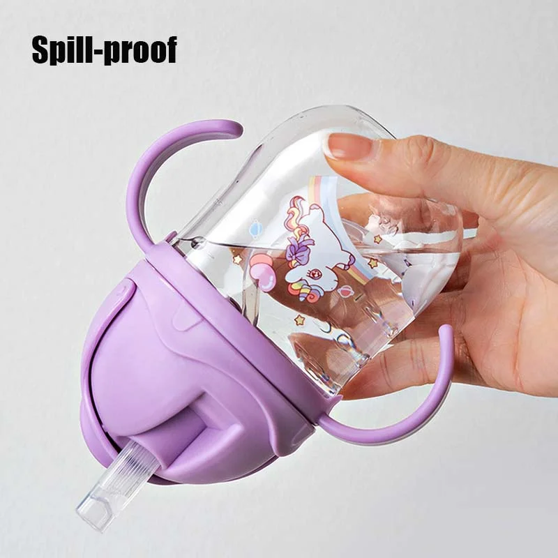 No Spill Sippy Cup For Toddlers Wide-Caliber Baby Drinking Bottle With Gravity Ball Straw Milk Water Dual-Use Kids Feeding Cups water bottle drinking cup water cup feeding cup