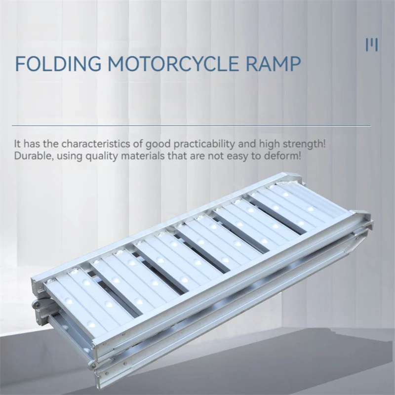 Folding Ladder Ramps Motorcycle Loading Trailer Transport Loading Aluminum Alloy Ramp Folding Ladder 228cm